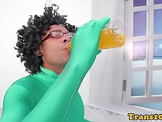 latina ts assfucked after bathing in bikini