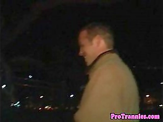 assfucked tranny jerks her cock until cumshot