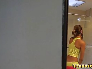 latina tgirl getting ready behind the scenes