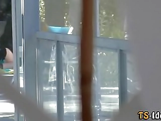 benz has fun in pantyhose