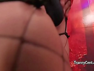 red lingerie tranny fucks hard