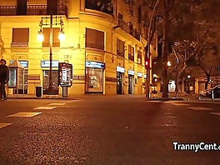 horny dude jerking on ebony shemale