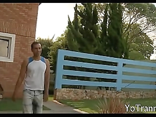 busty latina tranny takes a hard cock in her juicy ass