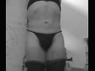 masked striptease in black &_ white