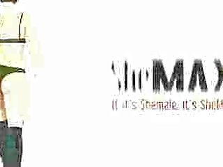 thai ts takes off panties and shows big cock with huge balls