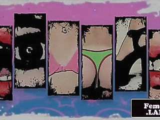 fishnet femboi masturbating in solo session