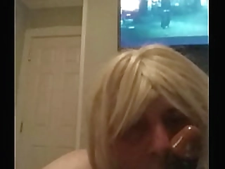 horny shemale with an incredible ass jerking off her cock