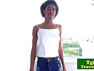 black tgirl spreading her ass and jerking