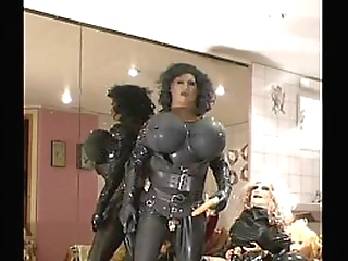 curvy blonde shemale takes a dick in her ass and cum on her tits