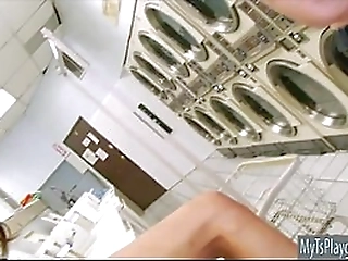busty shemale madison montag ass nailed in laundry shop