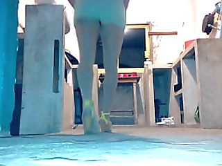 shemale sissy slut flashing and kering on public balcony