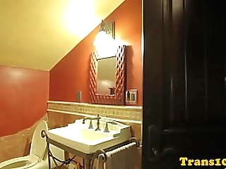 tranny in stockings sucking cock for cash