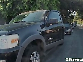 casting ebony tranny wanks her cock