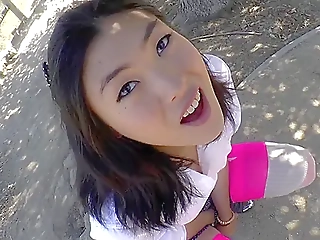 Stunning Asian Yuri Myeon is wanking her cock