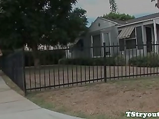 18yo casting ts toying her ass with vibrator