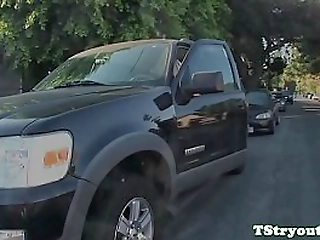 ebony tranny masturbating at casting