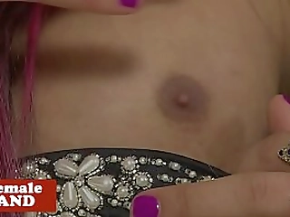 solo lightskin tranny playing with her dick