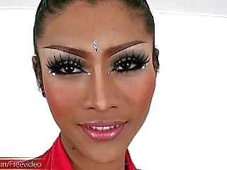 feminine femboy in black fishnets whips out a monster cock