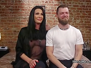 busty tranny anal bangs officer in bed